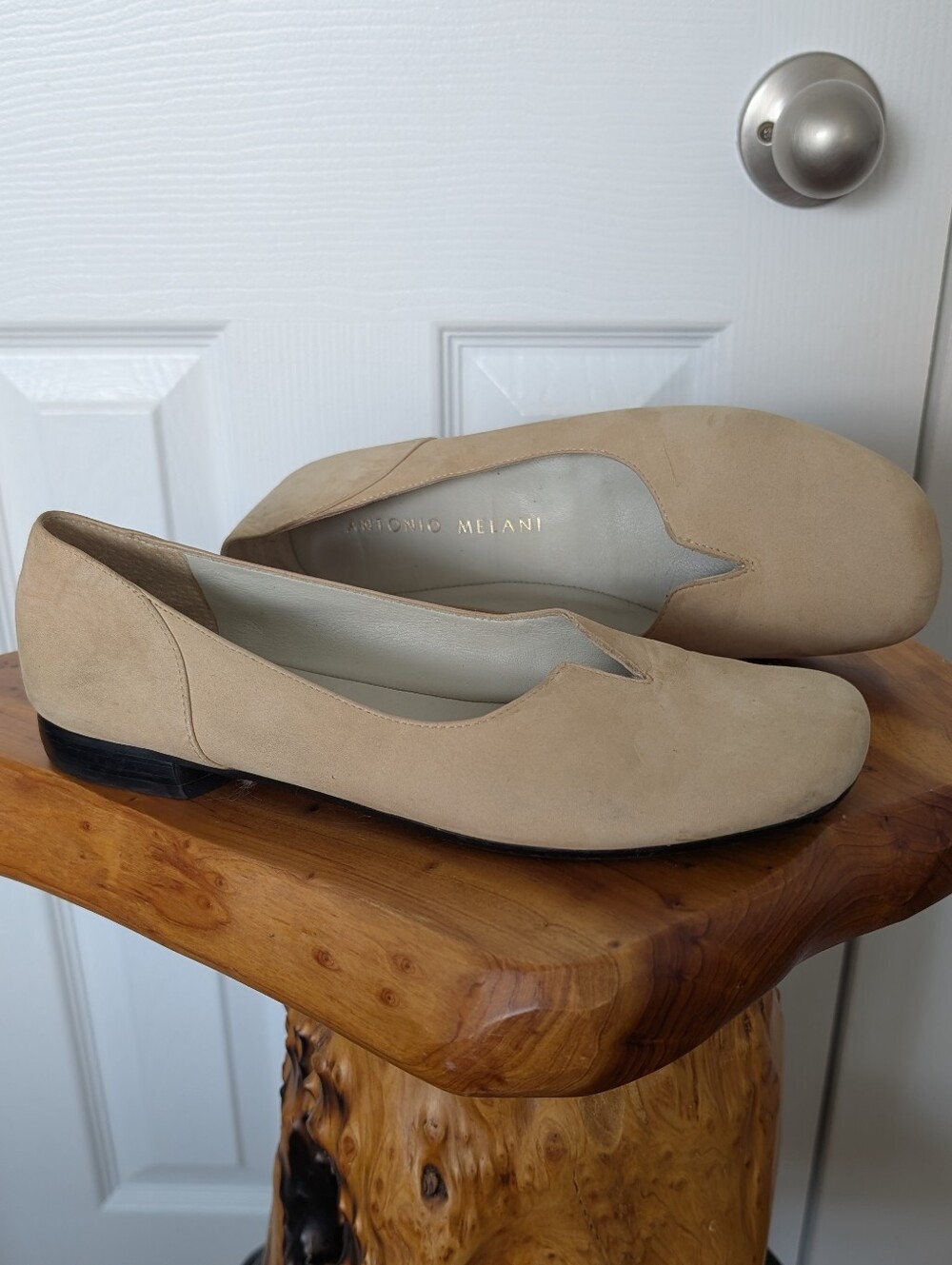 ANTONIO MELANI Neutral Soft Leather Beige Suede Flats
